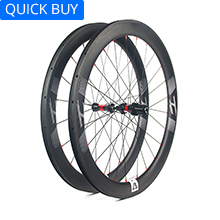 U shape 55mm depth Hand-built 700C carbon 25mm wide clincher road bicycle wheels for tubeless compatible